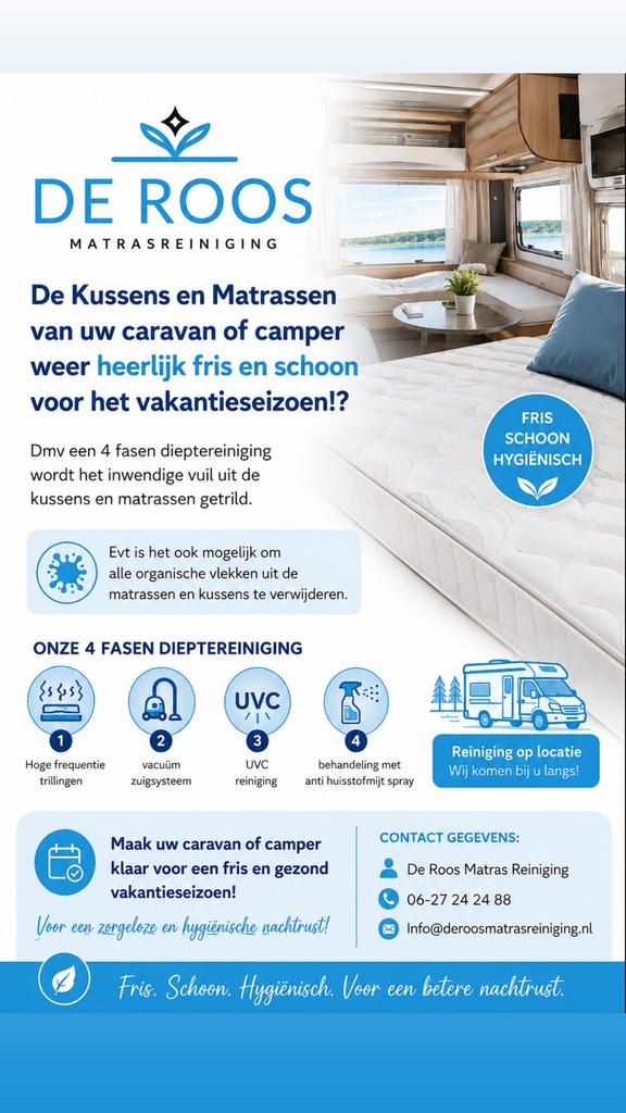 Caravan Kussen en Matrassen reinigen/ onderhoud, Ophalen of Verzenden, Zo goed als nieuw