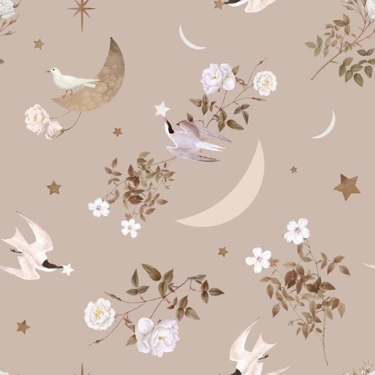 Kinderbehang Behang Vogels in de Nacht Dekornik, Wodzirejow 5a, 02-824 Warsaw, Poland, Beige, Ophalen of Verzenden, Dekornik
