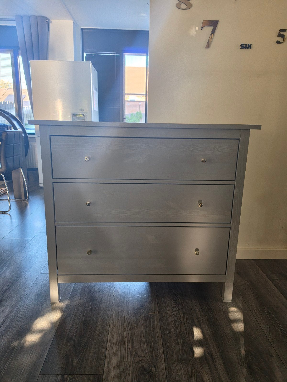 ikea hemnes ladekast grijs gebeitst met 3 lades., Huis en Inrichting, Ophalen, 5 laden of meer, Zo goed als nieuw, Minder dan 100 cm