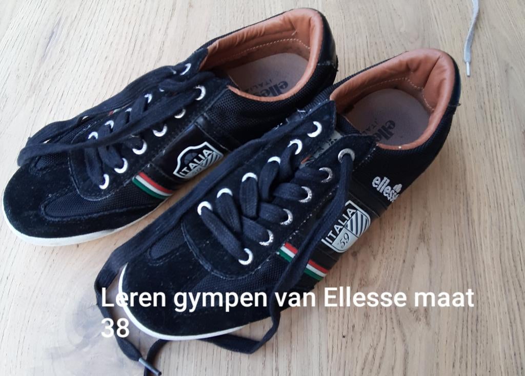 Zwarte leren gympen van Ellesse maat 38, Zo goed als nieuw, Sportschoenen, Zwart, Ellesse