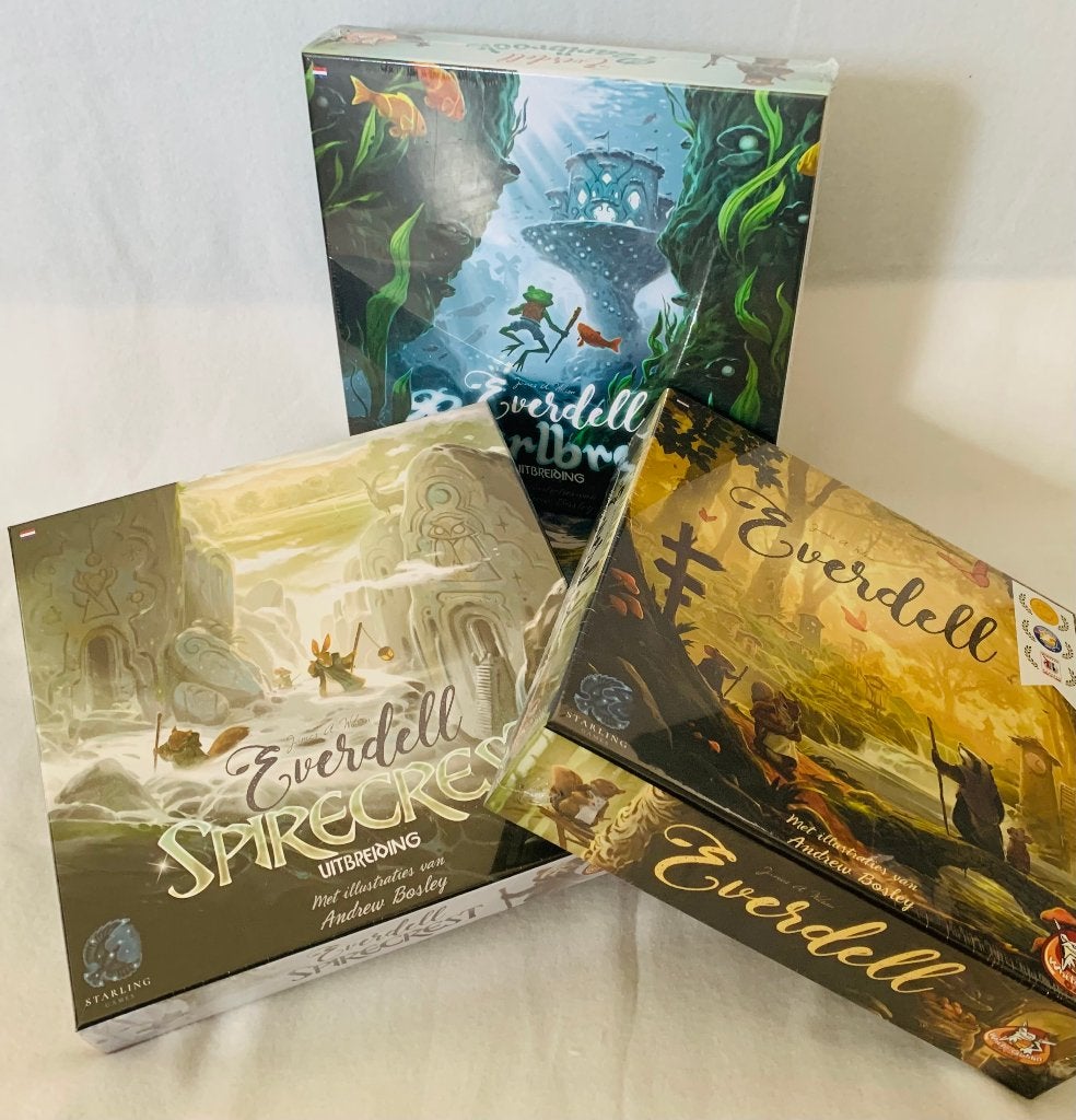 Everdell bundel Basisspel NL - Spirecrest + Pearlbrook, Hobby en Vrije tijd, White Goblin Games, Nieuw, Ophalen of Verzenden, Een of twee spelers