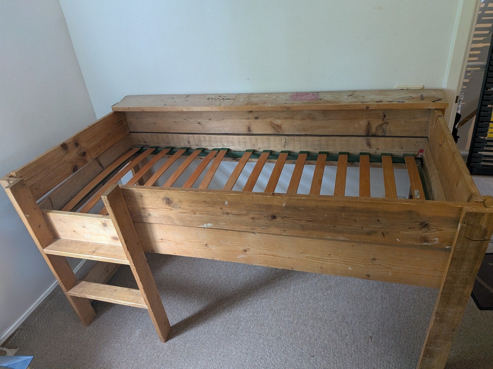 Mooie steigerhouten hoogslaper met lattenbodem, Ophalen, Gebruikt, Hoogslaper