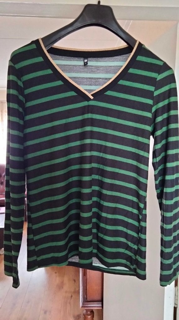 ZGAN longsleeve, top Hema M zwart, groen gestreept, Maat 38/40 (M), Ophalen of Verzenden, Zo goed als nieuw, Lange mouw