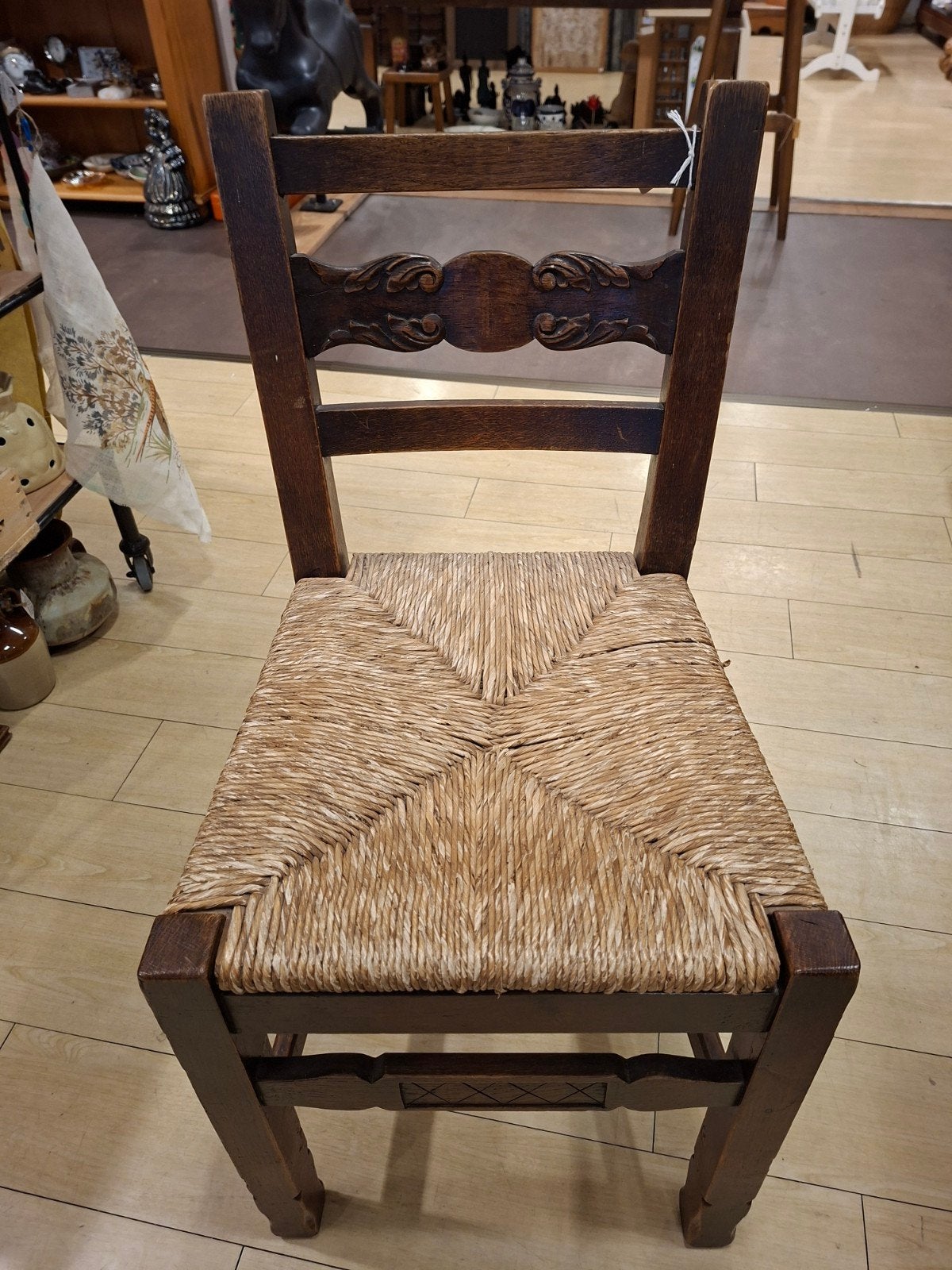 Houten eetkamer stoelen met rieten zittingen, 6 stuks., Ophalen