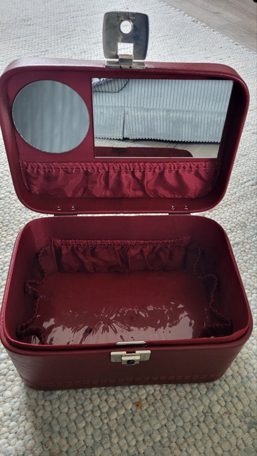 Bordeaux rode vintage beautycase retro make-up koffer, Ophalen of Verzenden