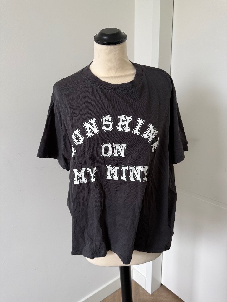 ZGAN zwart grijs H&M Sunshine print shirt top XL 40 42 zomer, H&M, Maat 42/44 (L), Ophalen of Verzenden, Zo goed als nieuw