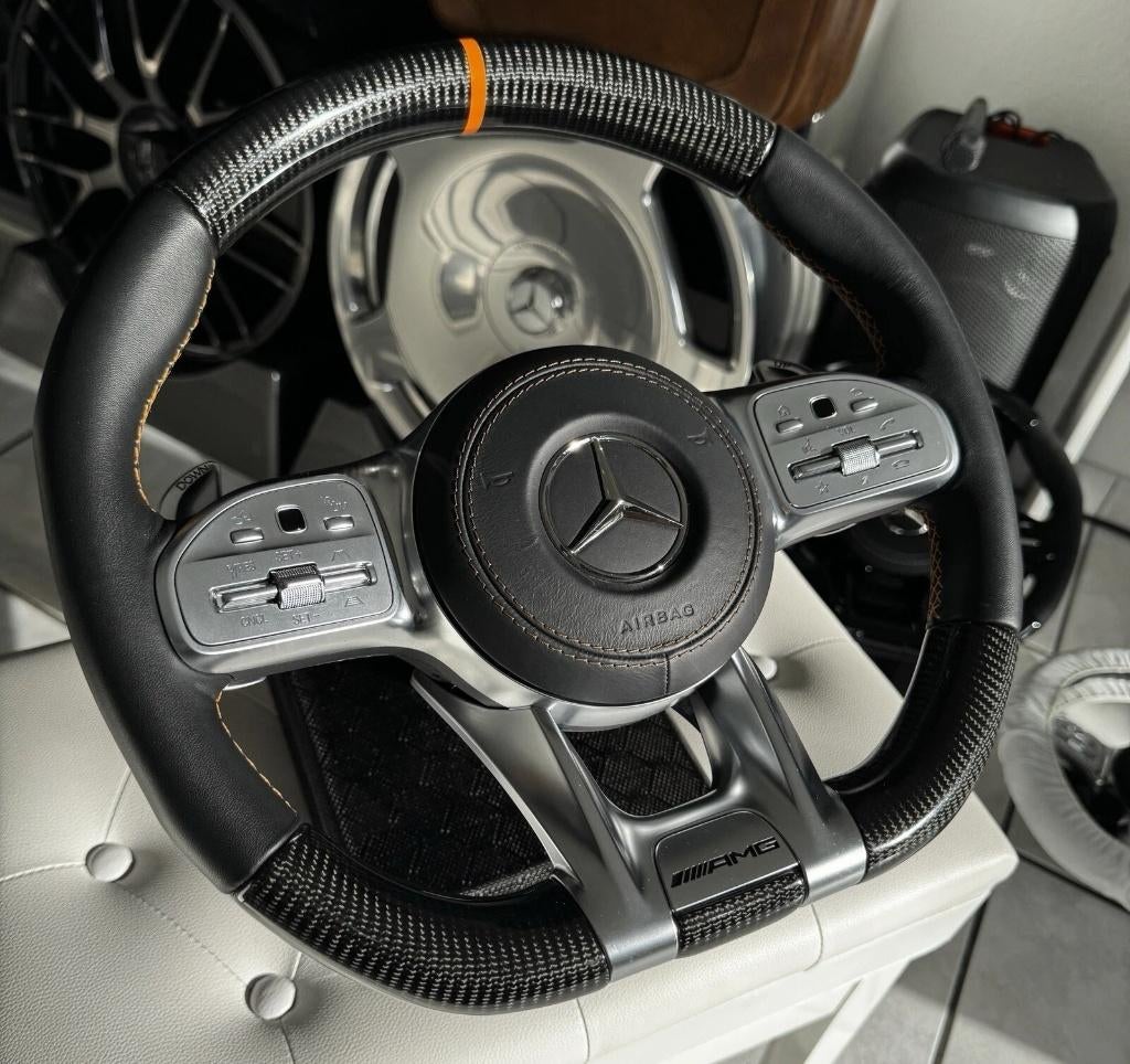 Mercedes stuur bruin leer carbon stuur AMG upgrade, Auto diversen, Tuning en Styling, Ophalen of Verzenden, ., ., .