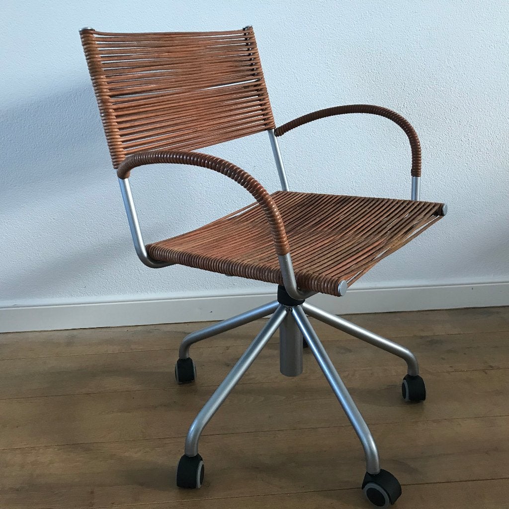 Bureaustoel  stoel Bonacina Miss B design leer vintage, Ophalen, Gebruikt, Zwart, Nvt