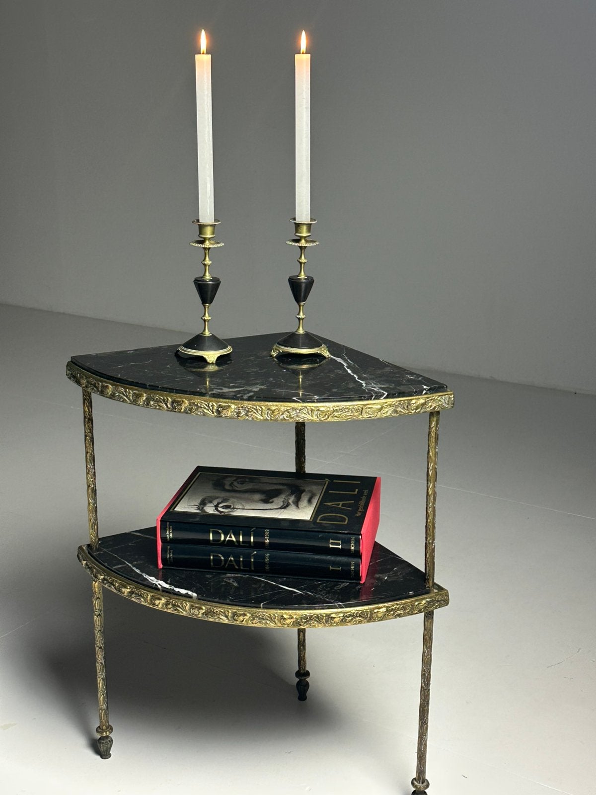 Fran’s hoektafel met zeart marmer  20e eeuw, Huis en Inrichting, Tafels | Sidetables, Ophalen of Verzenden, Zo goed als nieuw