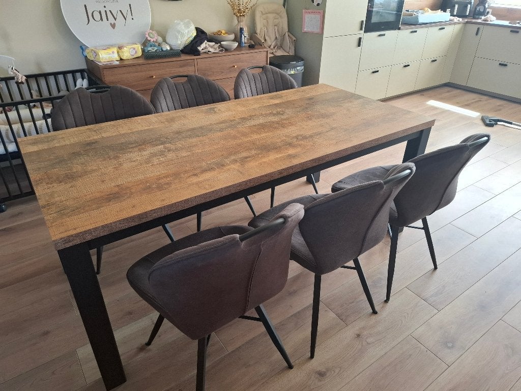 Eettafel Atrio 190x90cm met 6 stoelen, Ophalen, Gebruikt, Overige materialen, 50 tot 100 cm