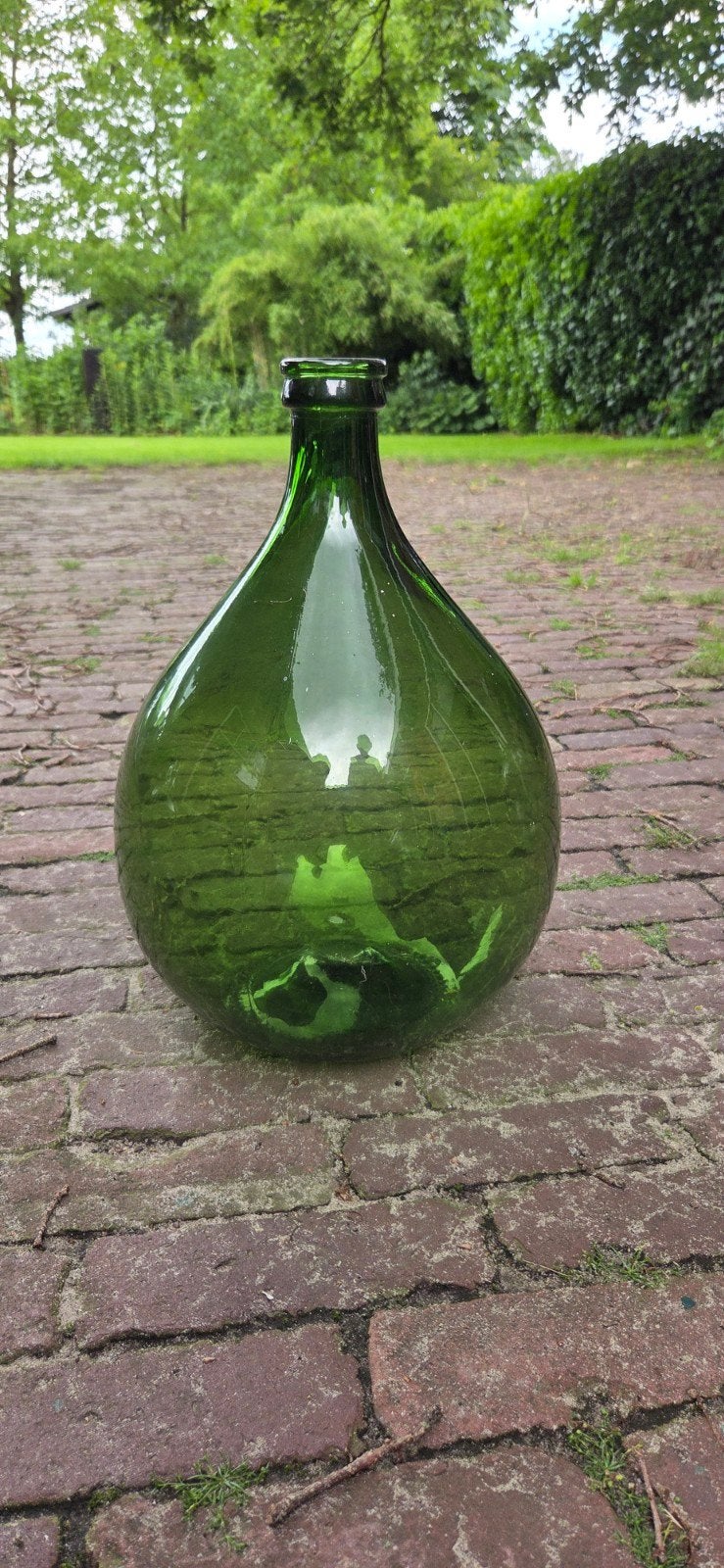 Grote groene gistfles / decoratieve fles - 10 liter, Antiek en Kunst, Ophalen