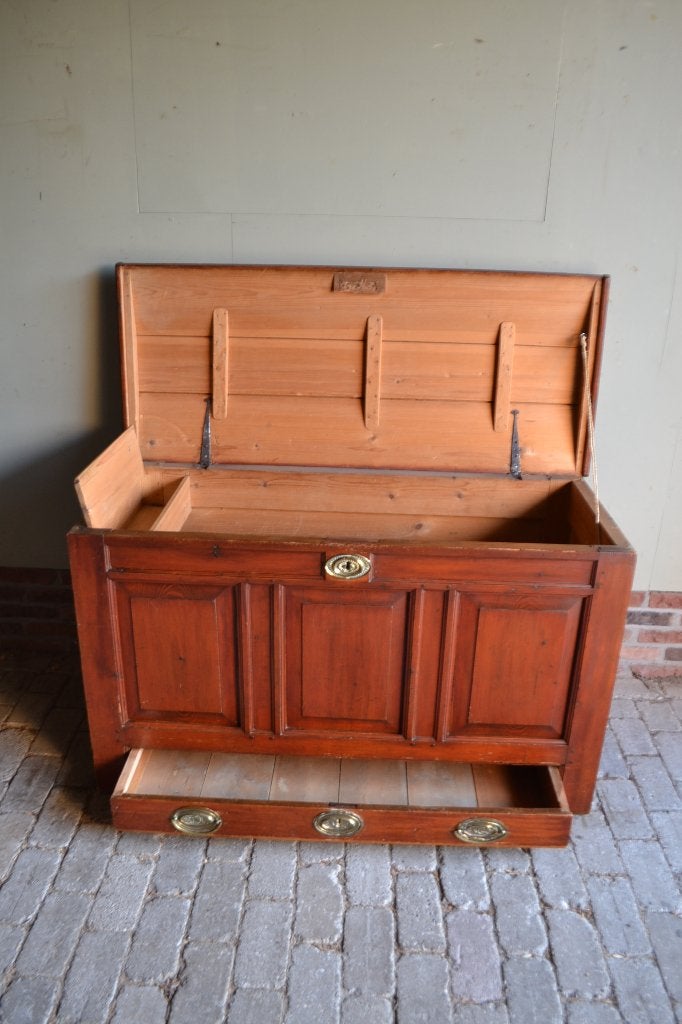 Prachtige antieke houten dekenkist, Huis en Inrichting, Gebruikt, 100 tot 150 cm, Verzenden, 75 – 100