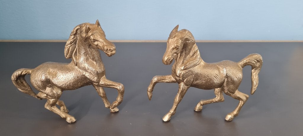 Vintage gegoten spelter paardenbeeldjes, Ophalen of Verzenden, Zo goed als nieuw, Dier