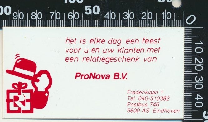 Sticker: Pro Nova Relatiegeschenken - Eindhoven, Ophalen of Verzenden, Zo goed als nieuw, Bedrijf of Vereniging