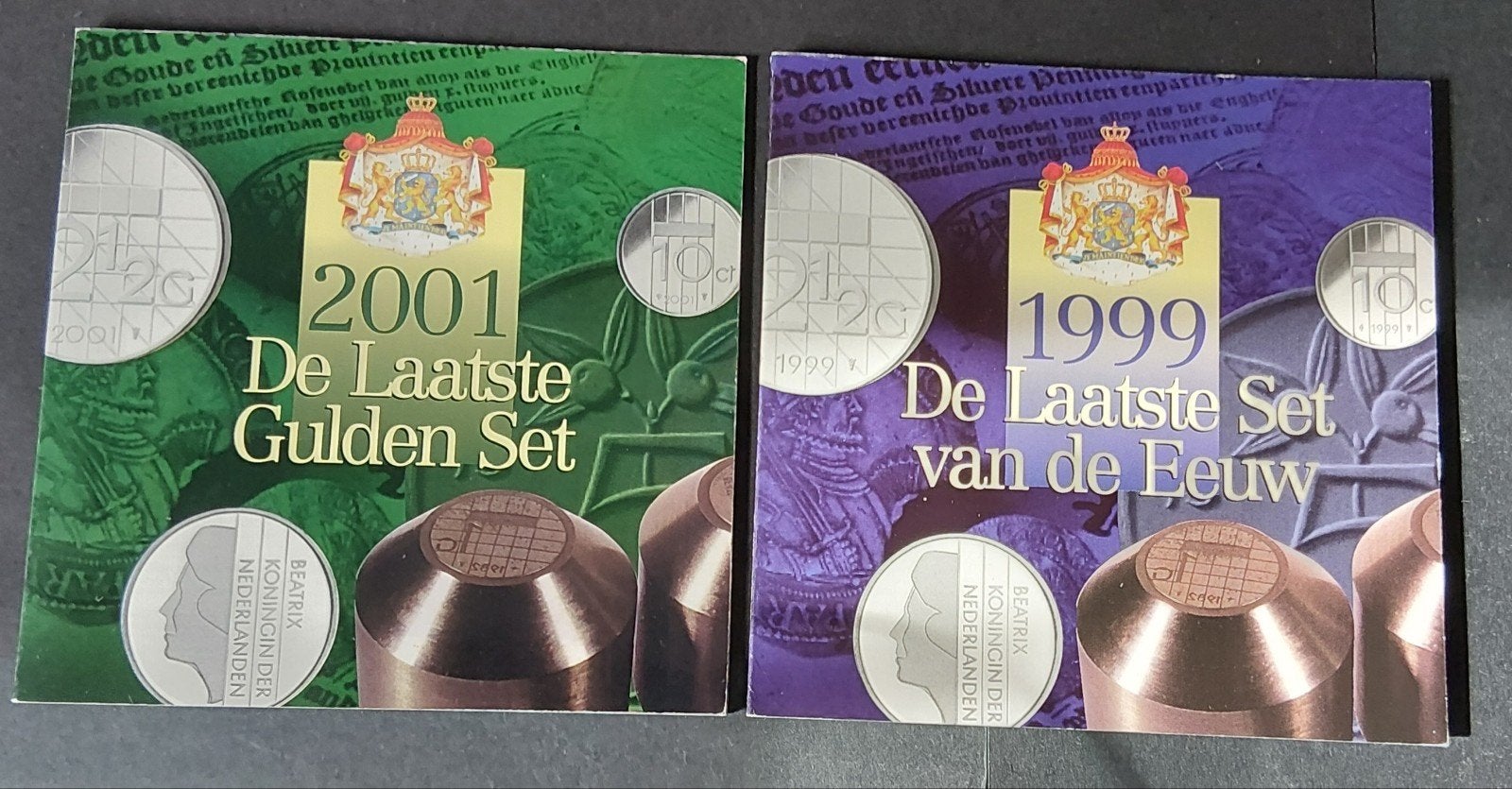 2 muntsets 1999 de laatste set van de eeuw/2001 gulden set, Verzenden, Koningin Beatrix, Setje