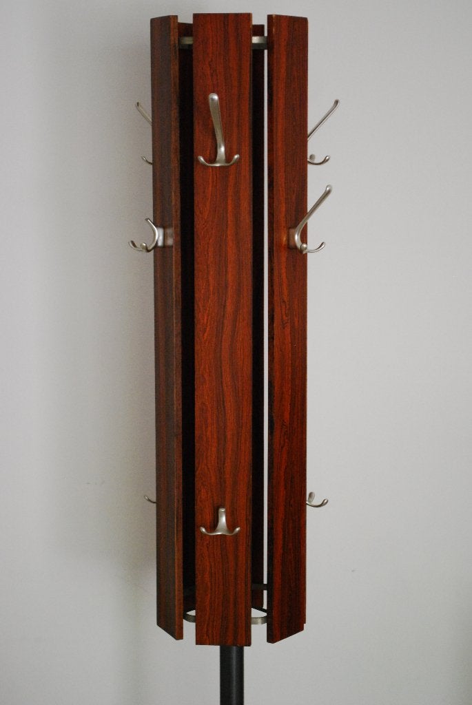 Vintage Staande Kapstok Palissander & Aluminium Haken, Ophalen, Gebruikt, Nb, Nb