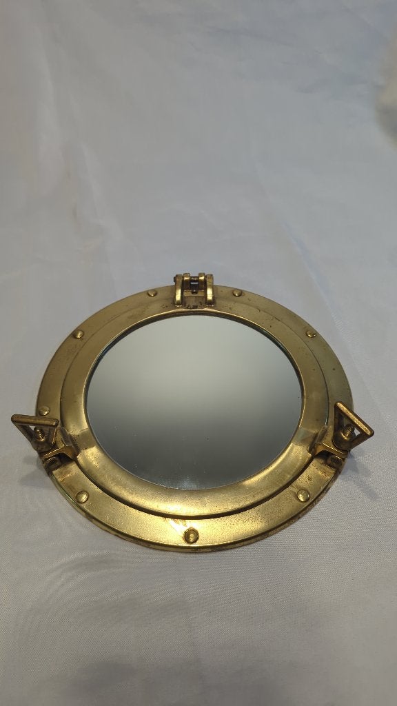 Messing patrijspoort spiegel - 30cm diameter, Ophalen of Verzenden, Rond, Minder dan 50 cm, Minder dan 100 cm