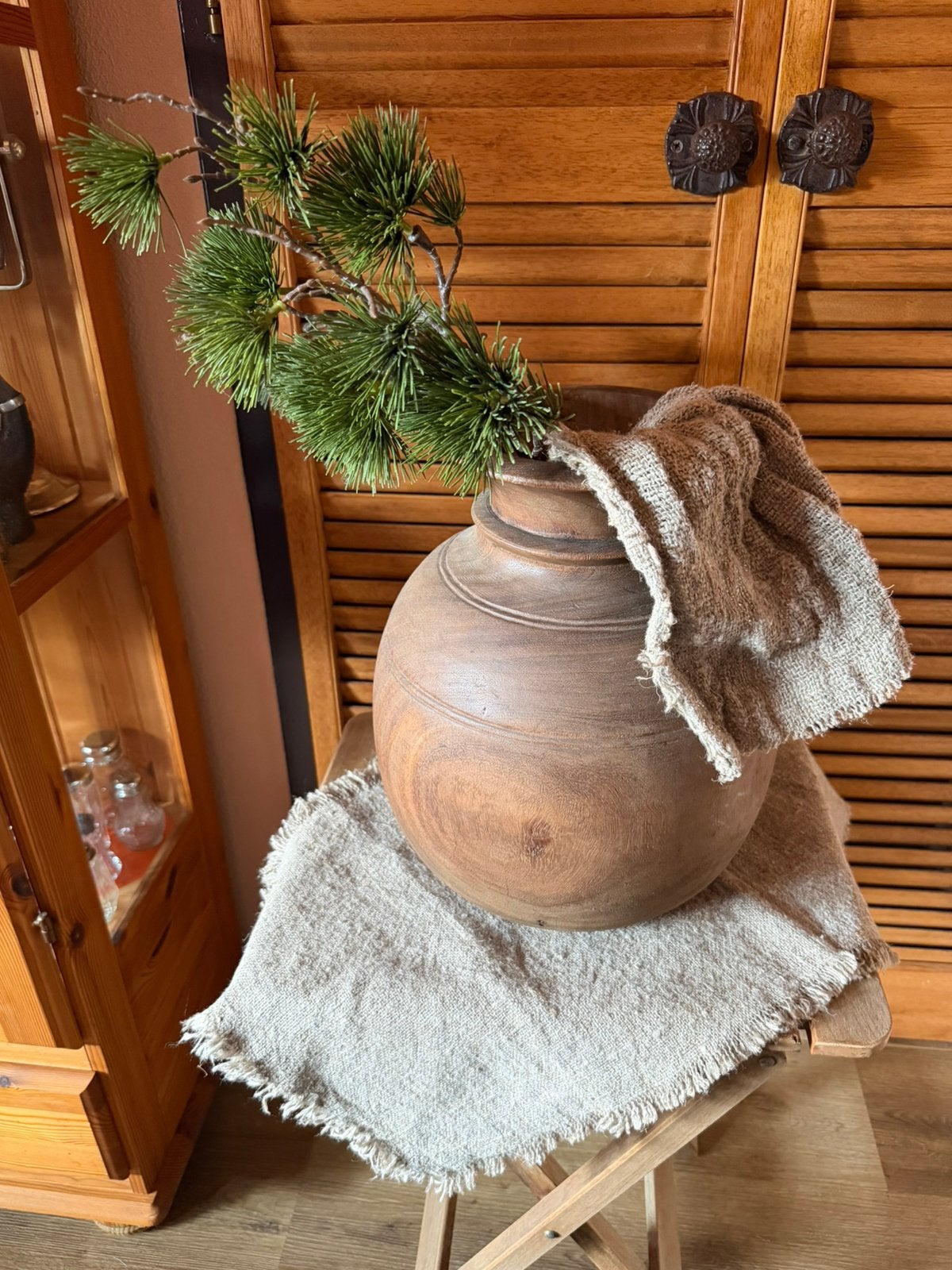 ZGAN Nepalse ( bolle buik) Kruik/Pot/Vaas, Ophalen of Verzenden, Zo goed als nieuw, Hout