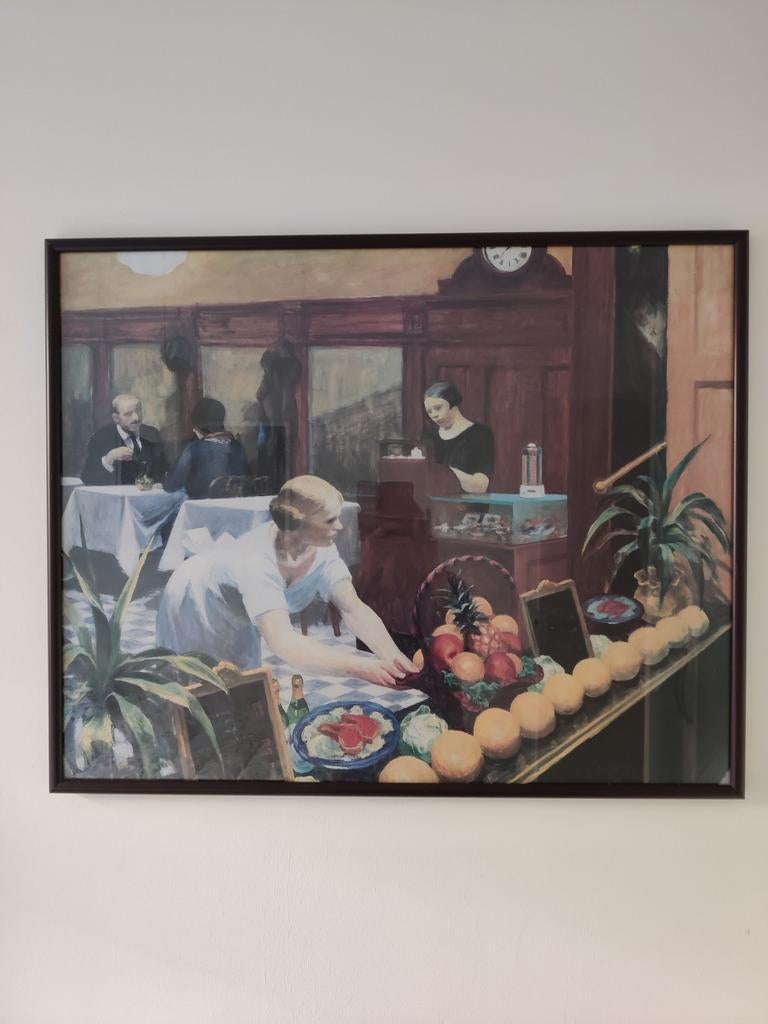 Ingelijste poster Edward Hopper, Tables for Ladies, Ophalen, 50 tot 75 cm, Zo goed als nieuw, 75 tot 100 cm