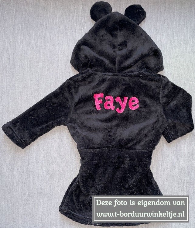 Badjas Mickey Zwart geborduurd met naam (baby), Ophalen of Verzenden, Nieuw