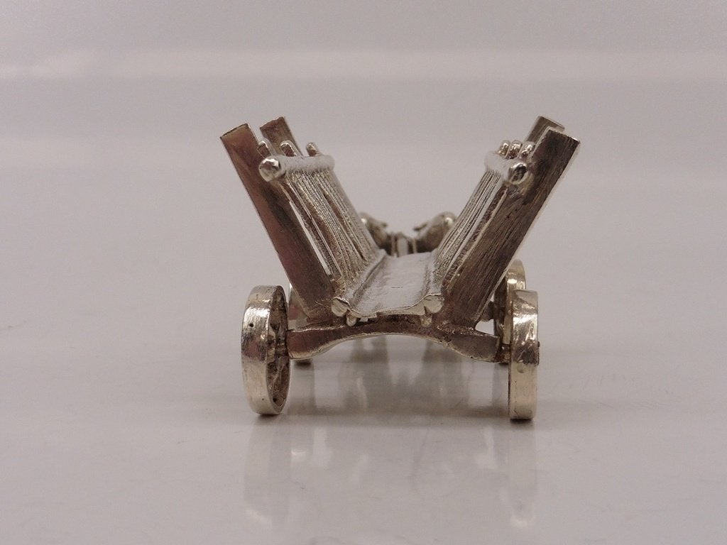 Zilveren miniatuur Hooiwagen met 2 ossen                Z464, Antiek en Kunst, Ophalen of Verzenden, Zilver