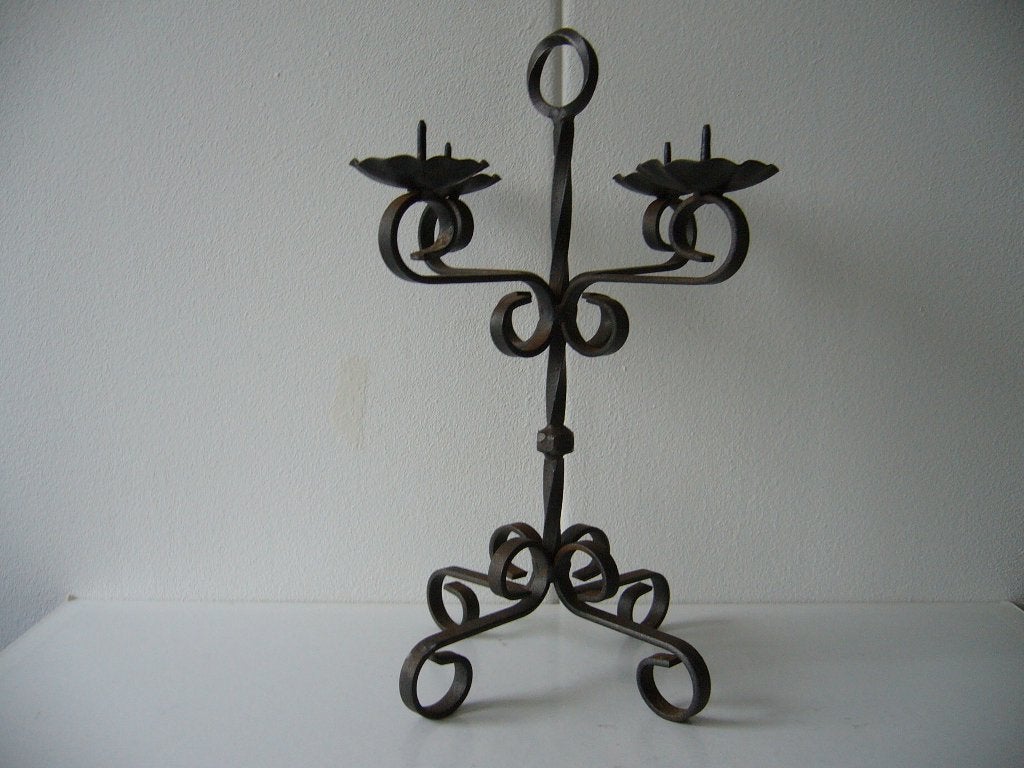 smeedijzeren kandelaar 4 arms, Antiek en Kunst, Ophalen of Verzenden, Overige materialen