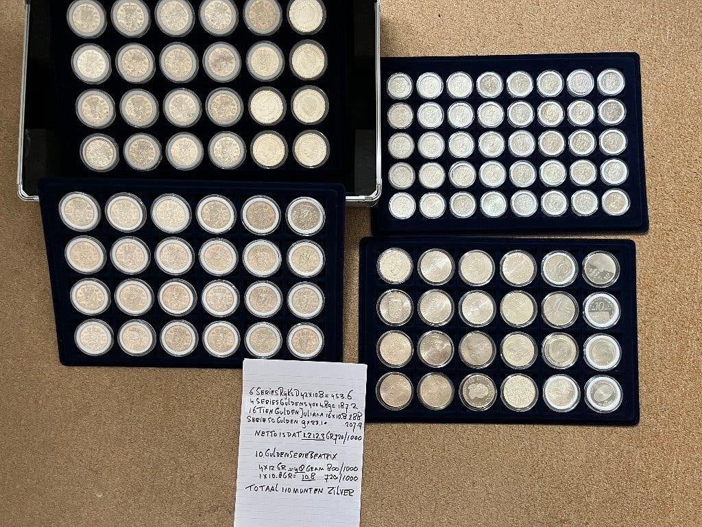 MOOIE KOFFER ALLEMAAL COMPLETE SERIES JULIANA-BEATRIX, Postzegels en Munten, Munten | Nederland, Vóór koninkrijk, Zilver, Overige waardes
