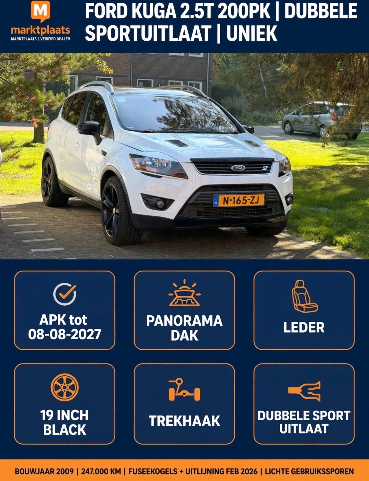 Ford Kuga 2.5T 200PK Sportief Leder Panorama 19" APK 08-2027