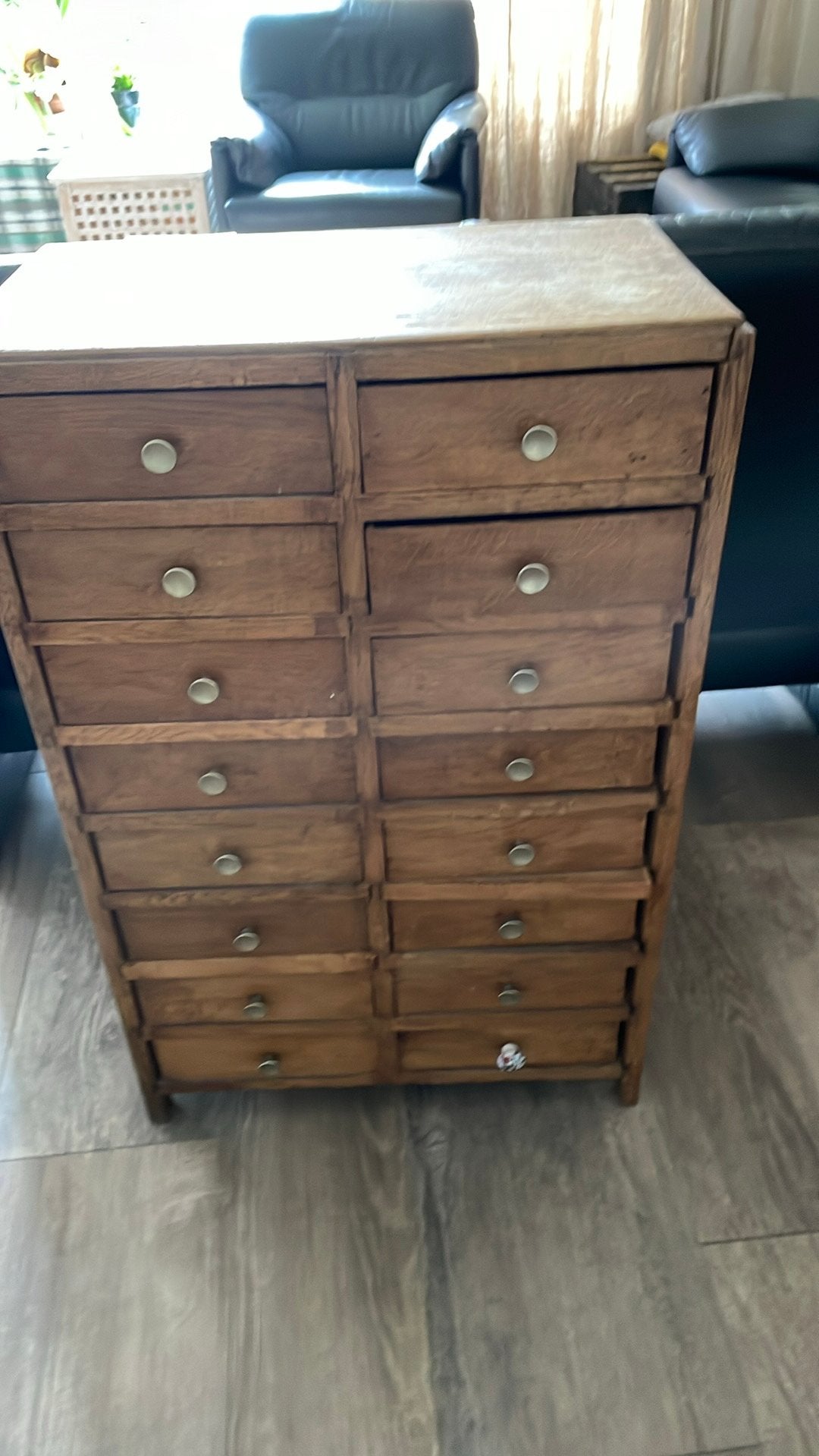 Vintage houten ladekastje met 16 laden, Ophalen