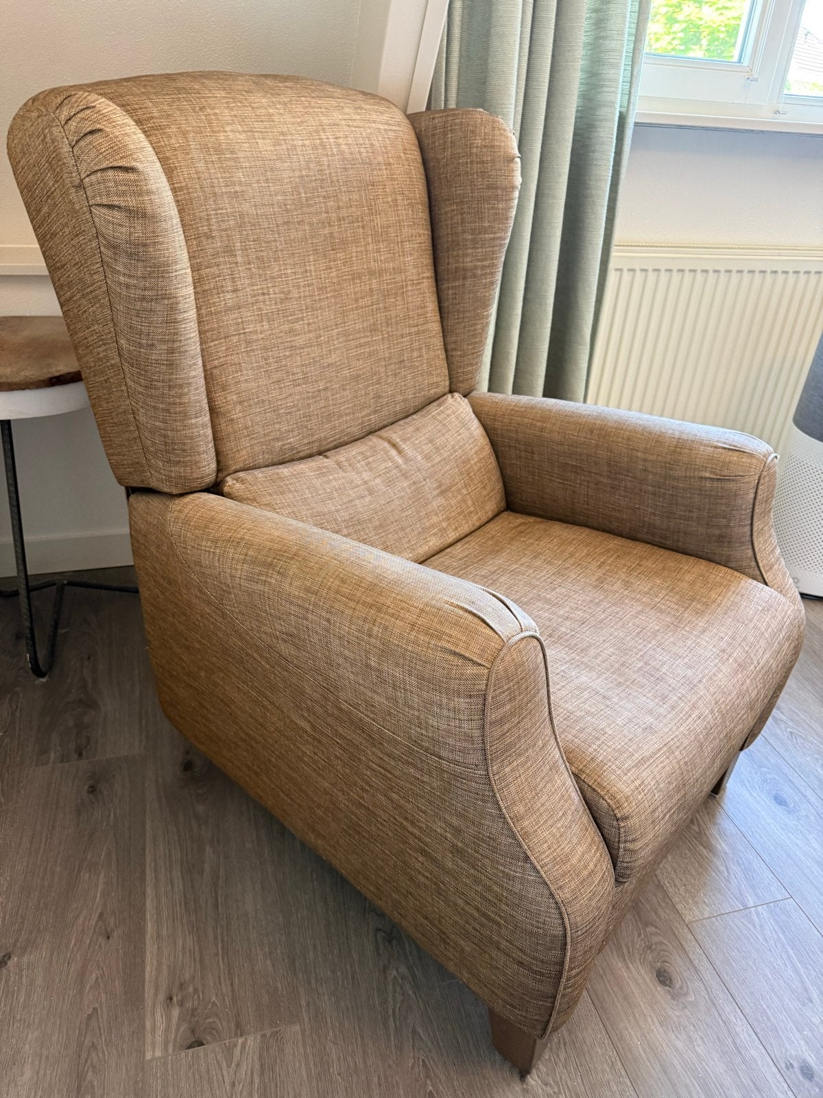Prachtige Natuzzi relaxfauteuil - licht Bruin Gemêleerd, Ophalen, Gebruikt, Stof, 75 tot 100 cm