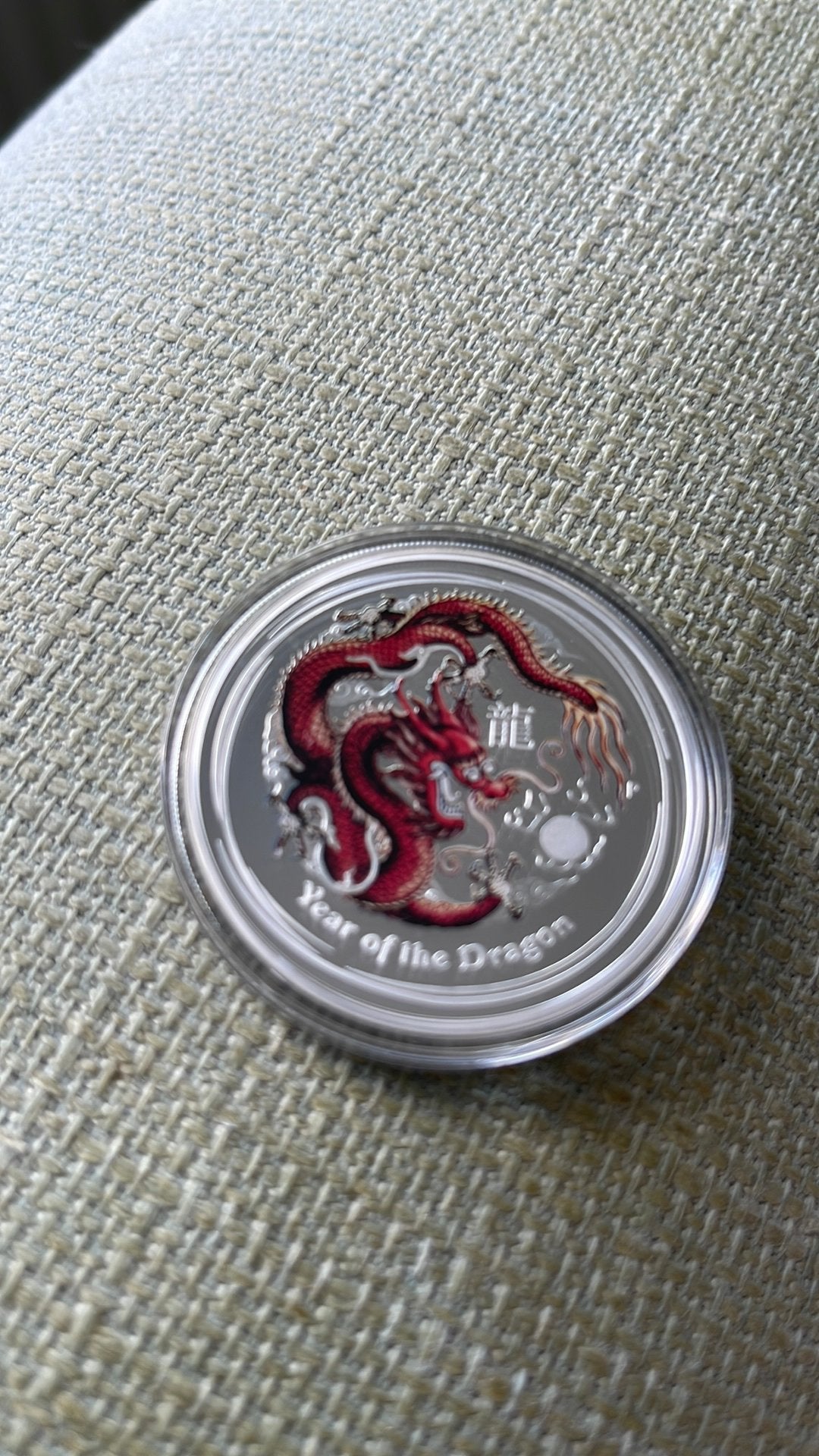 Lunar 2-Year of the Dragon Kleur 2012/1oz Proof, Ophalen of Verzenden, Losse munt, Zilver