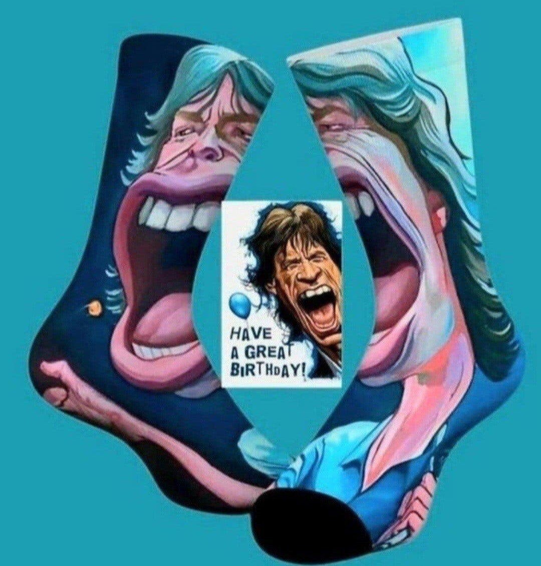 MICK JAGGER SOKKEN + VERJAARDAGS KAART MICK JAGGER, Ophalen of Verzenden, Nieuw