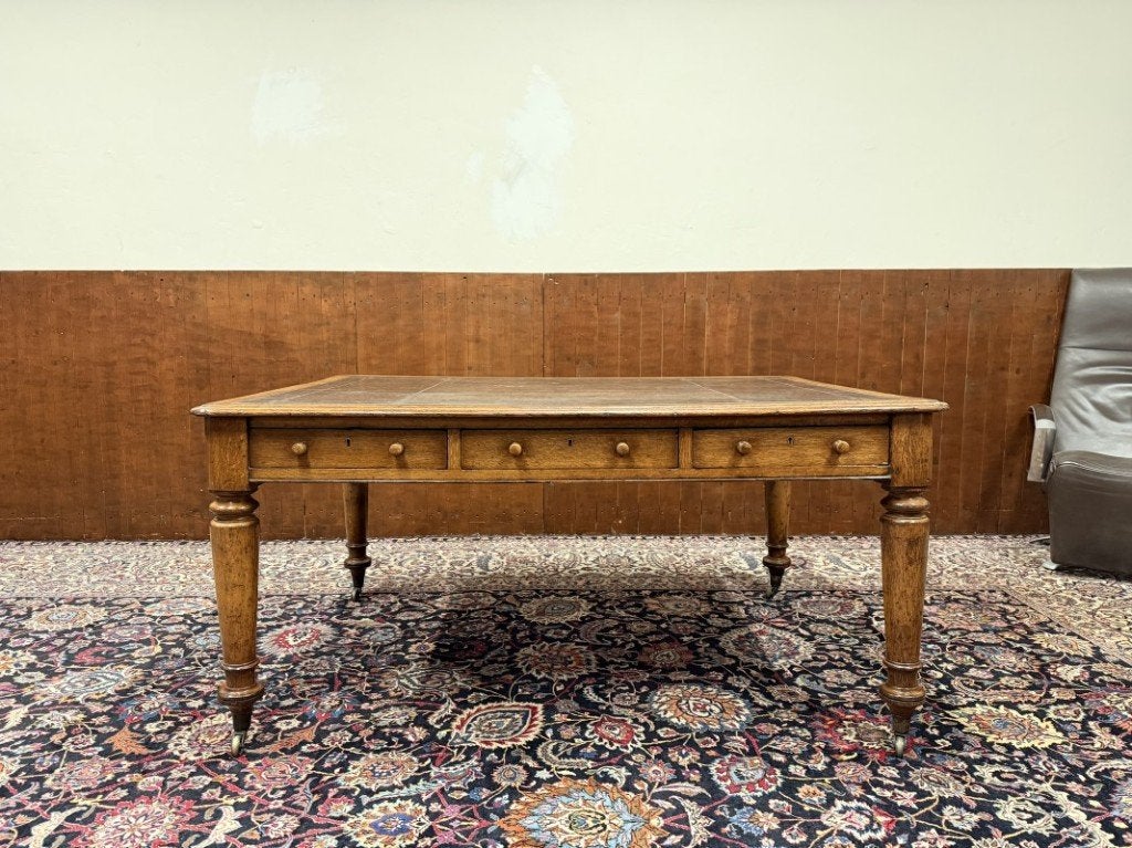 Klassiek Engels Chesterfield Schrijftafel Bureau Partnerdesk, Antiek en Kunst, Ophalen of Verzenden