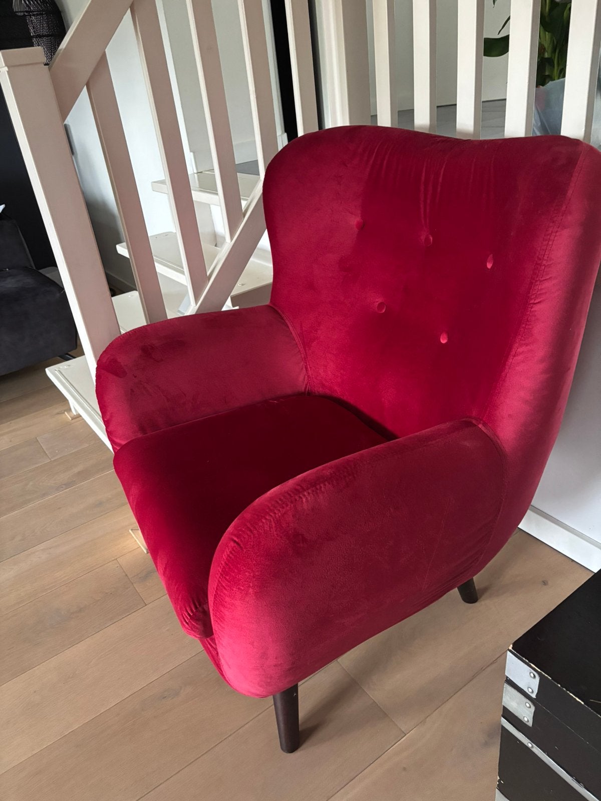 Rode fauteuil, Huis en Inrichting, Fauteuils, Ophalen, Zo goed als nieuw, 75 tot 100 cm, 50 tot 75 cm