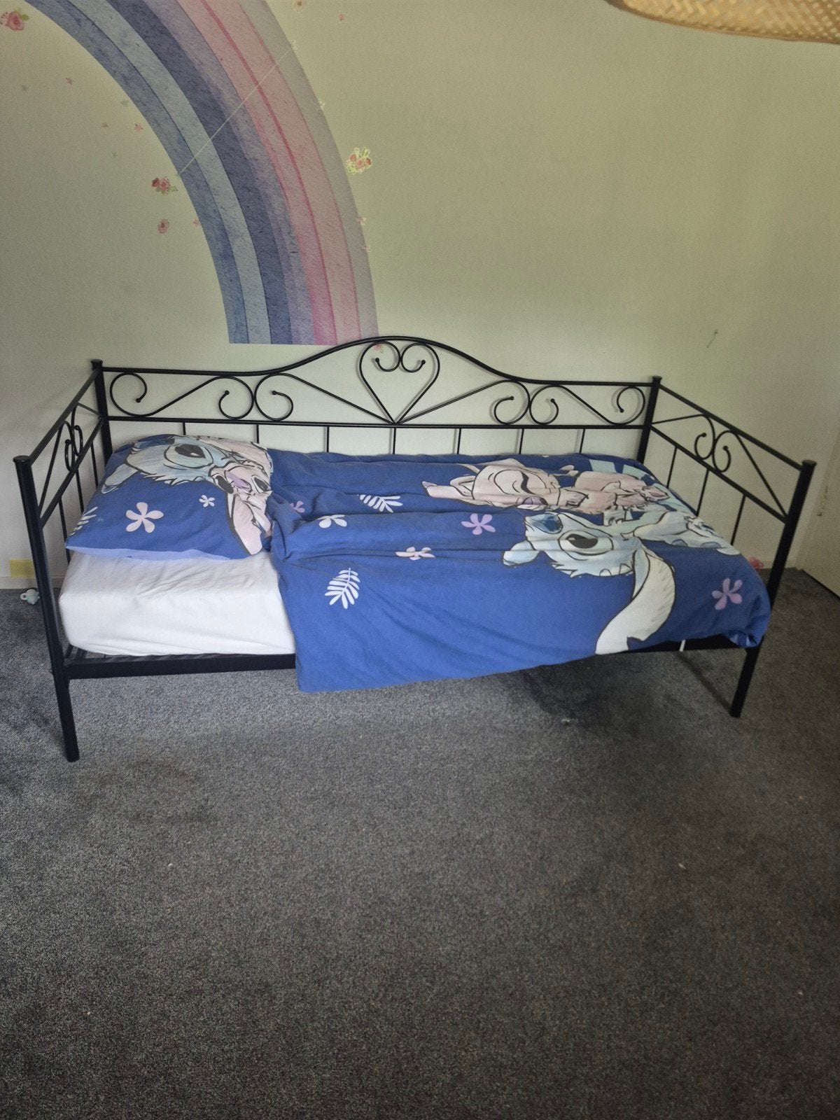 Stalen Meisjesbed 90x200 cm excl. Matras - Zo goed als nieuw, 90 cm, Eenpersoons, Zwart, Ophalen of Verzenden