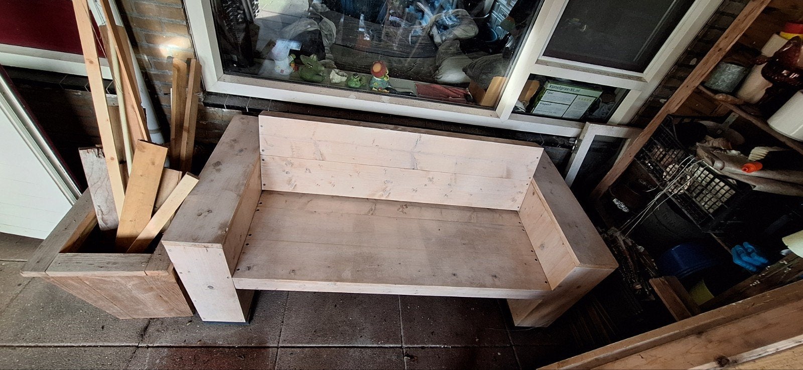 2 en 3 zits steigerhouten  bank voor buiten, Tuin en Terras, Ophalen, Zo goed als nieuw, Hout
