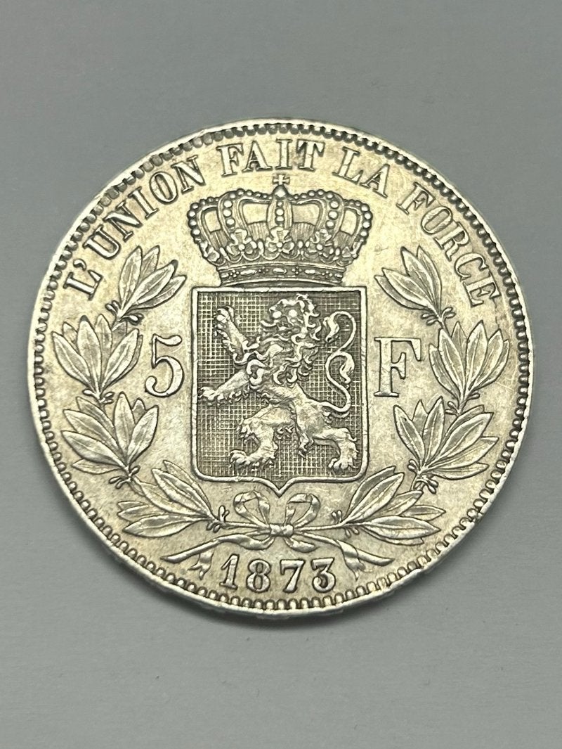 Zilveren 5 Frank munt Leopold II (1869 en 1873) Prachtig, Ophalen of Verzenden, Zilver, Setje
