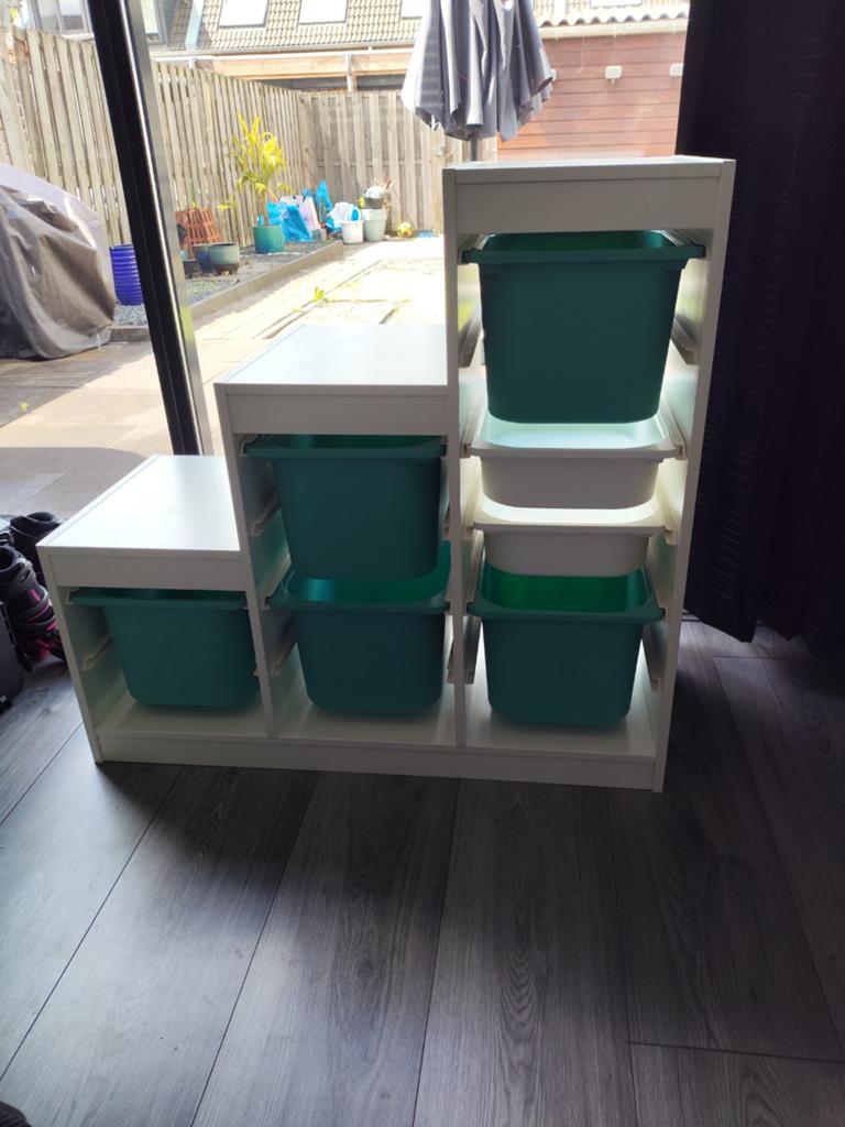 Ikea Trofast opbergkast met bakken (groen/wit), Gebruikt, Kast, Ophalen of Verzenden, 75 tot 100 cm