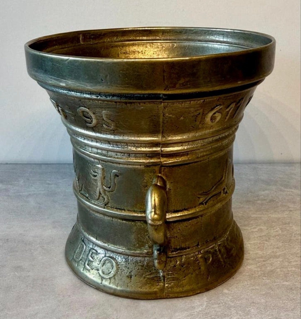 Antieke Bronzen Vijzel met Stamper, 17e Eeuw, Ophalen, Brons