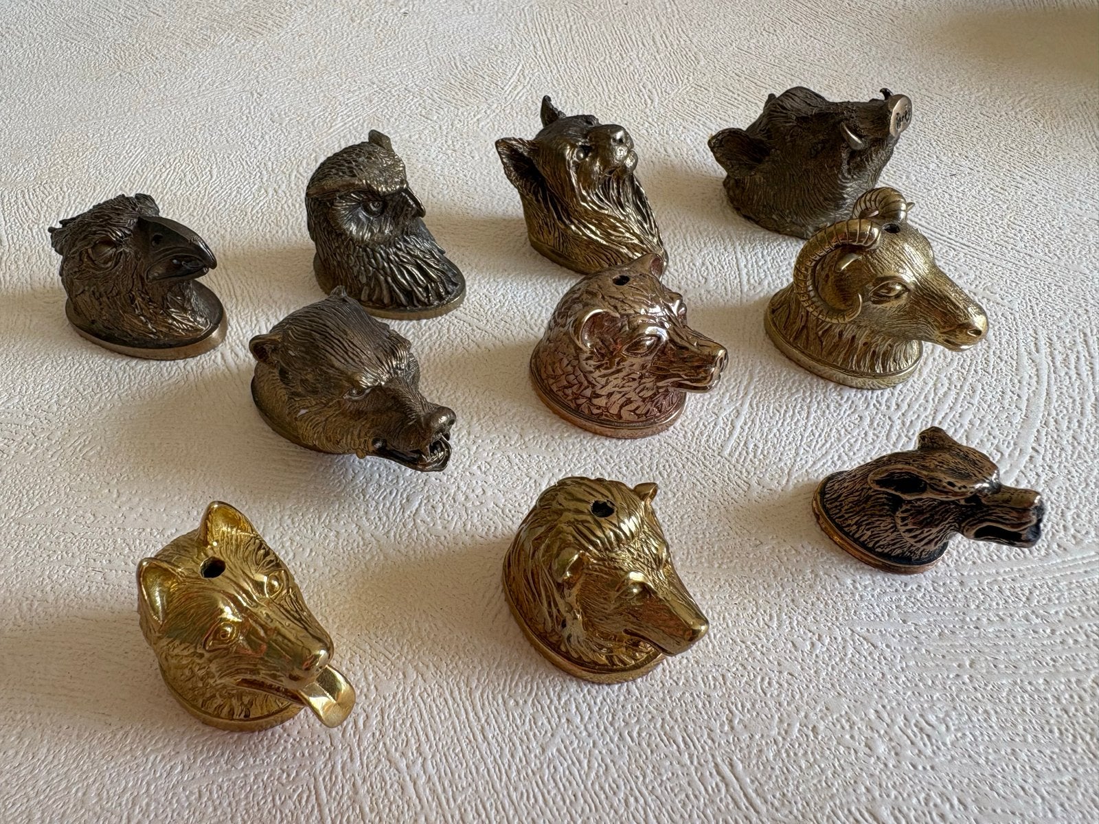 Set van 10 Vintage Messing Dierenkoppen, Antiek en Kunst, Ophalen of Verzenden
