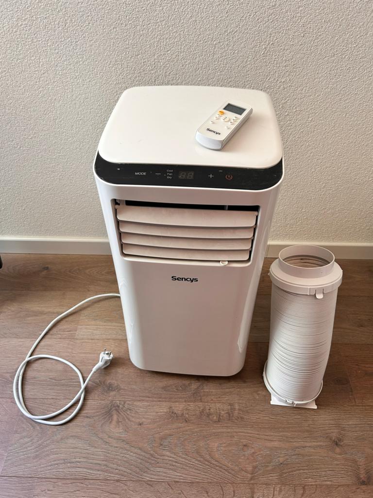 Airco mobiel 8000 BTU met Afstandsbediening merk Sencys, Ophalen, Minder dan 60 m³, 3 snelheden of meer, Zo goed als nieuw