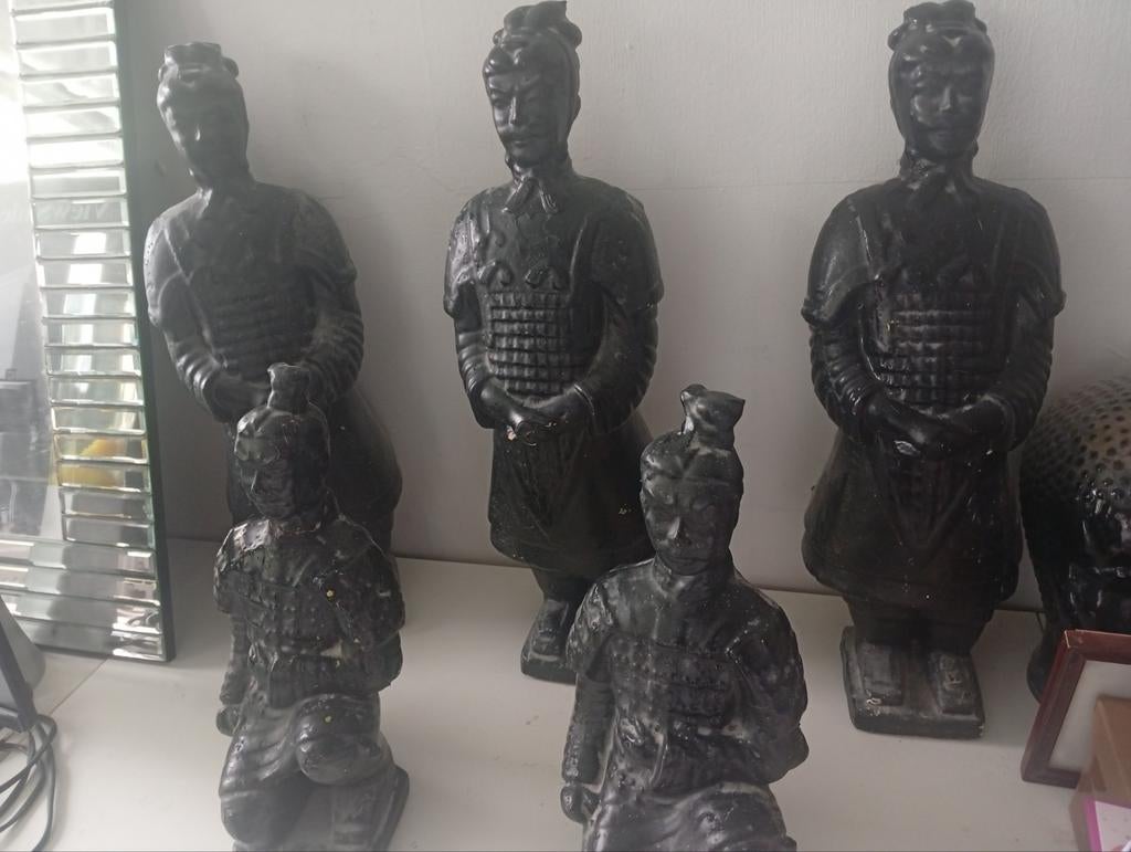 5 Zwarte Ming Dynastie Chinese Poppen - Decoratie, Ophalen