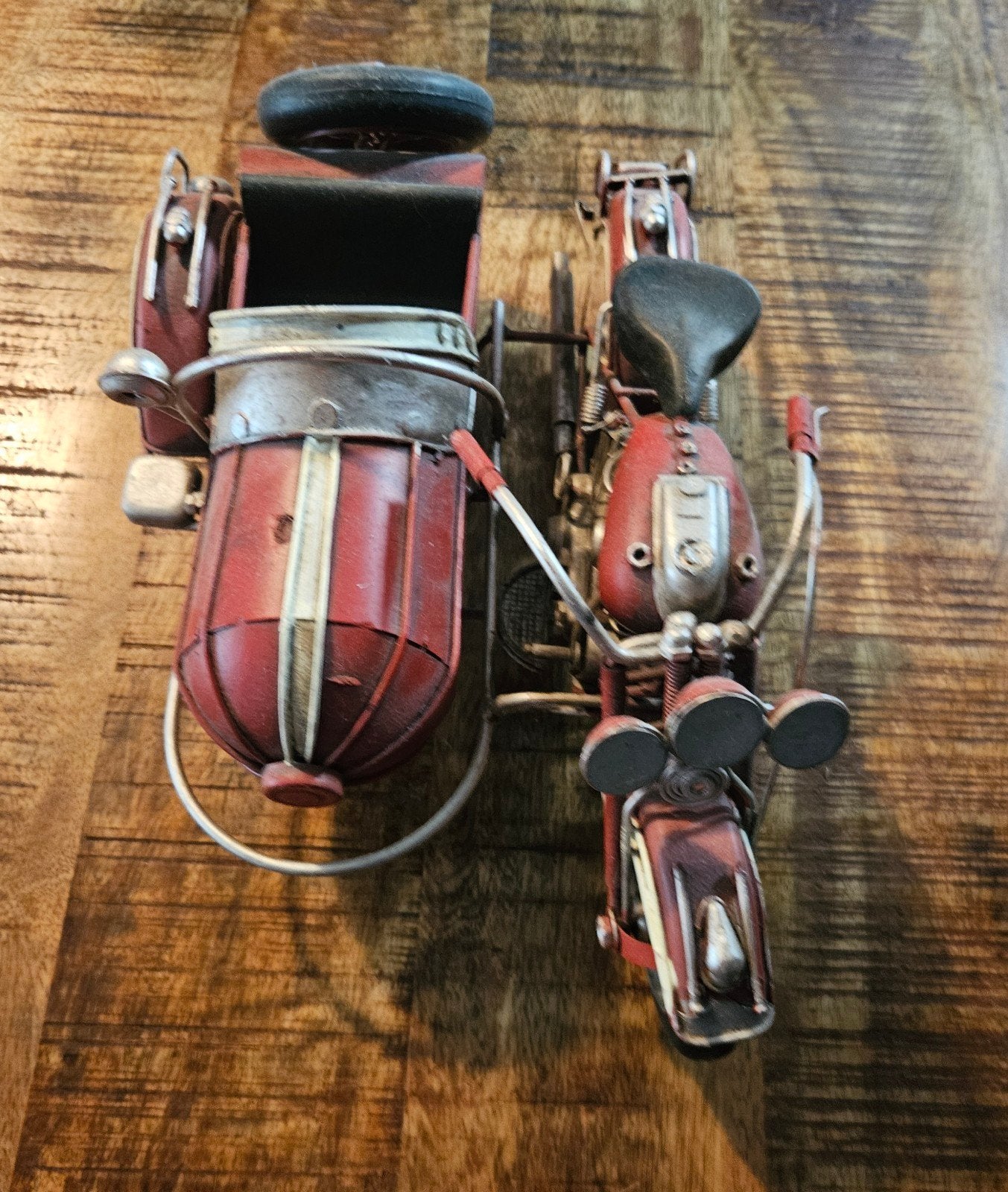 Vintage Motorfiets met Zijspan Model - Rood Metaal, Ophalen of Verzenden, Zo goed als nieuw, Overige typen, Overige merken