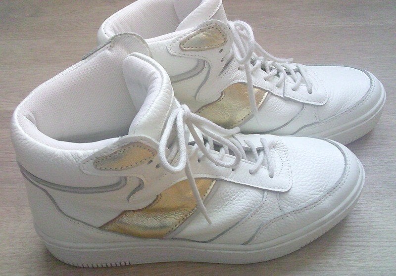 MACE wit leren met goud gympen sneakers maat 38, Verzenden, Wit, Sneakers of Gympen, Gedragen