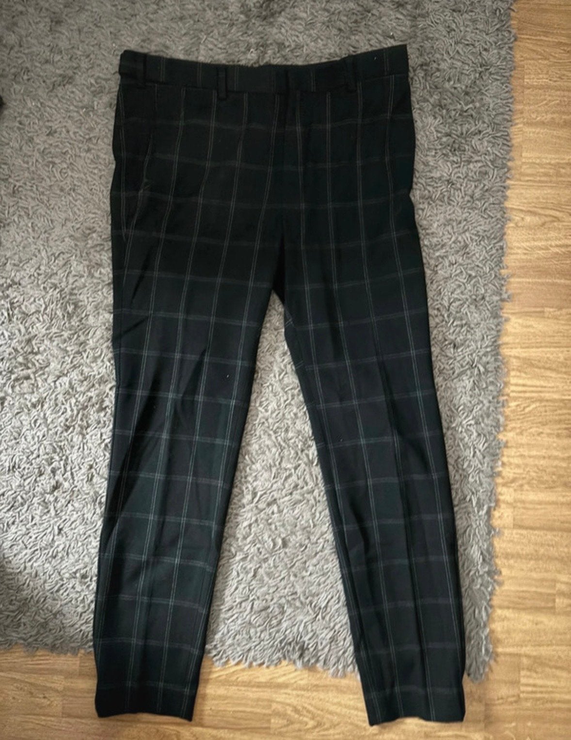 H&M Skinny Fit Chino Broek - Zwart Geruit, Ophalen of Verzenden, Zo goed als nieuw, Maat 46 (S) of kleiner, Zwart