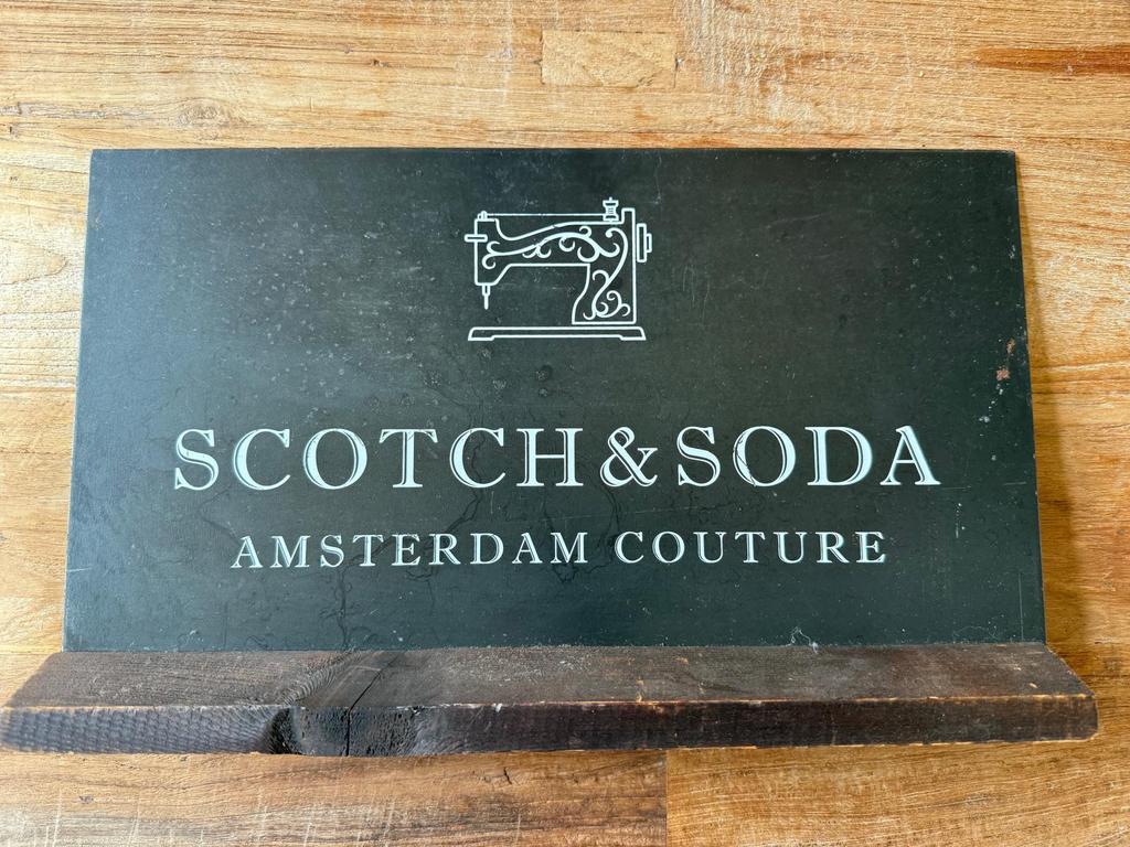 Vintage Scotch & Soda Display Winkel Staal Hout, Ophalen of Verzenden, Gebruikt, Reclamebord