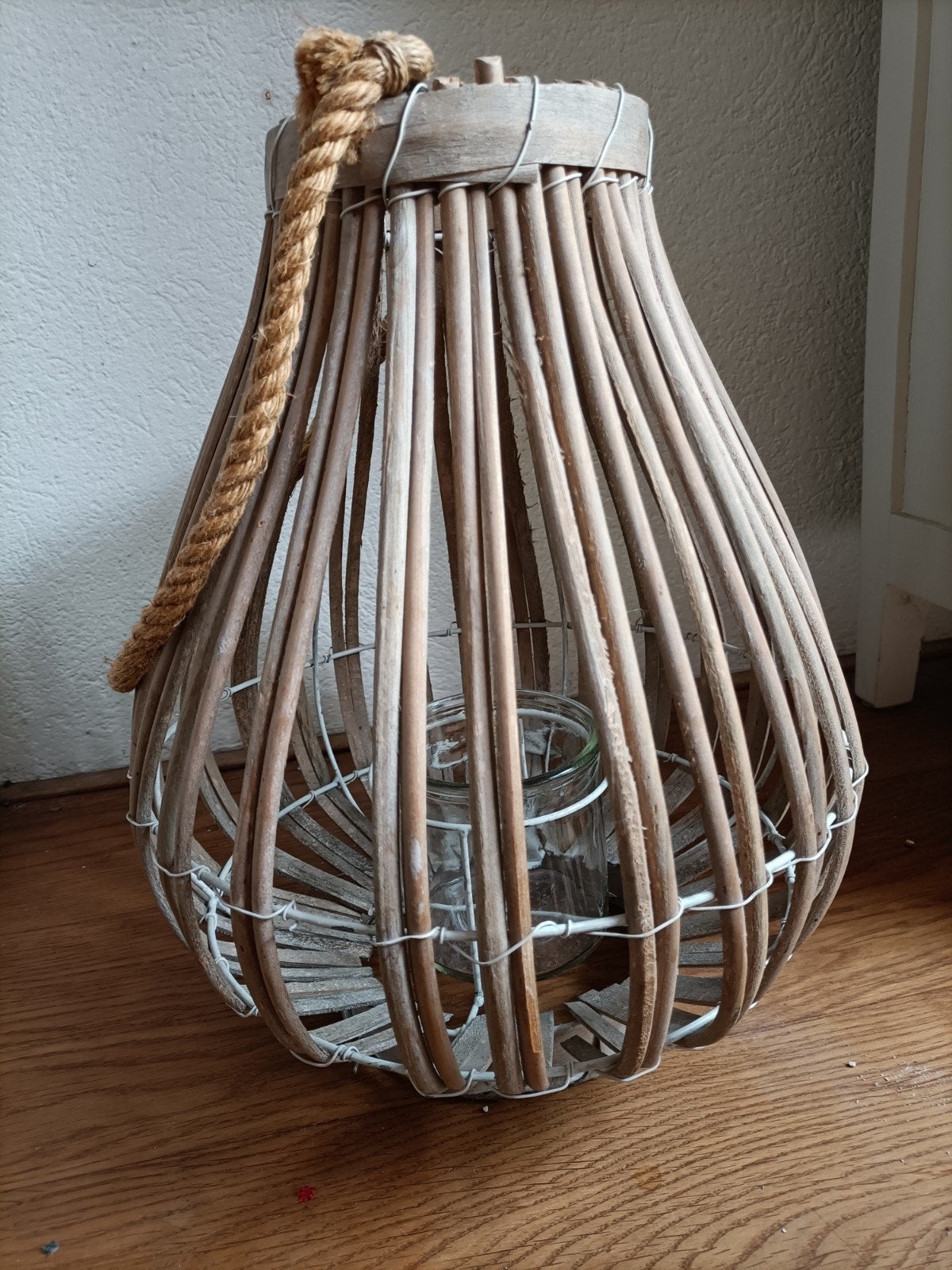 Rotan Lantaarn met Touw Handvat - Sfeervolle Verlichting, Gebruikt, Overige merken, Natuurlijk materiaal, Ophalen of Verzenden