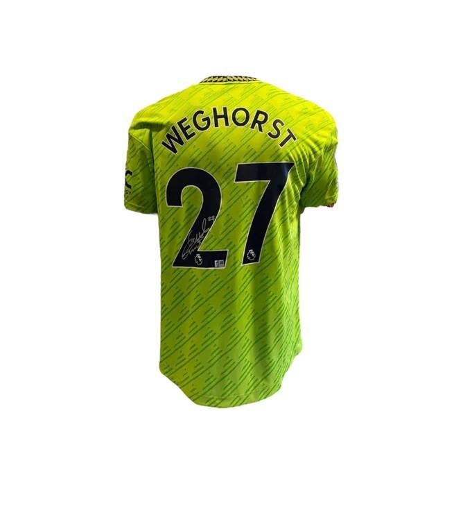 Wout Weghorst Manchester United 22/23 gesigneerd 3e shirt, Buitenlandse clubs, Soccersignings.nl, Shirt, Ophalen of Verzenden