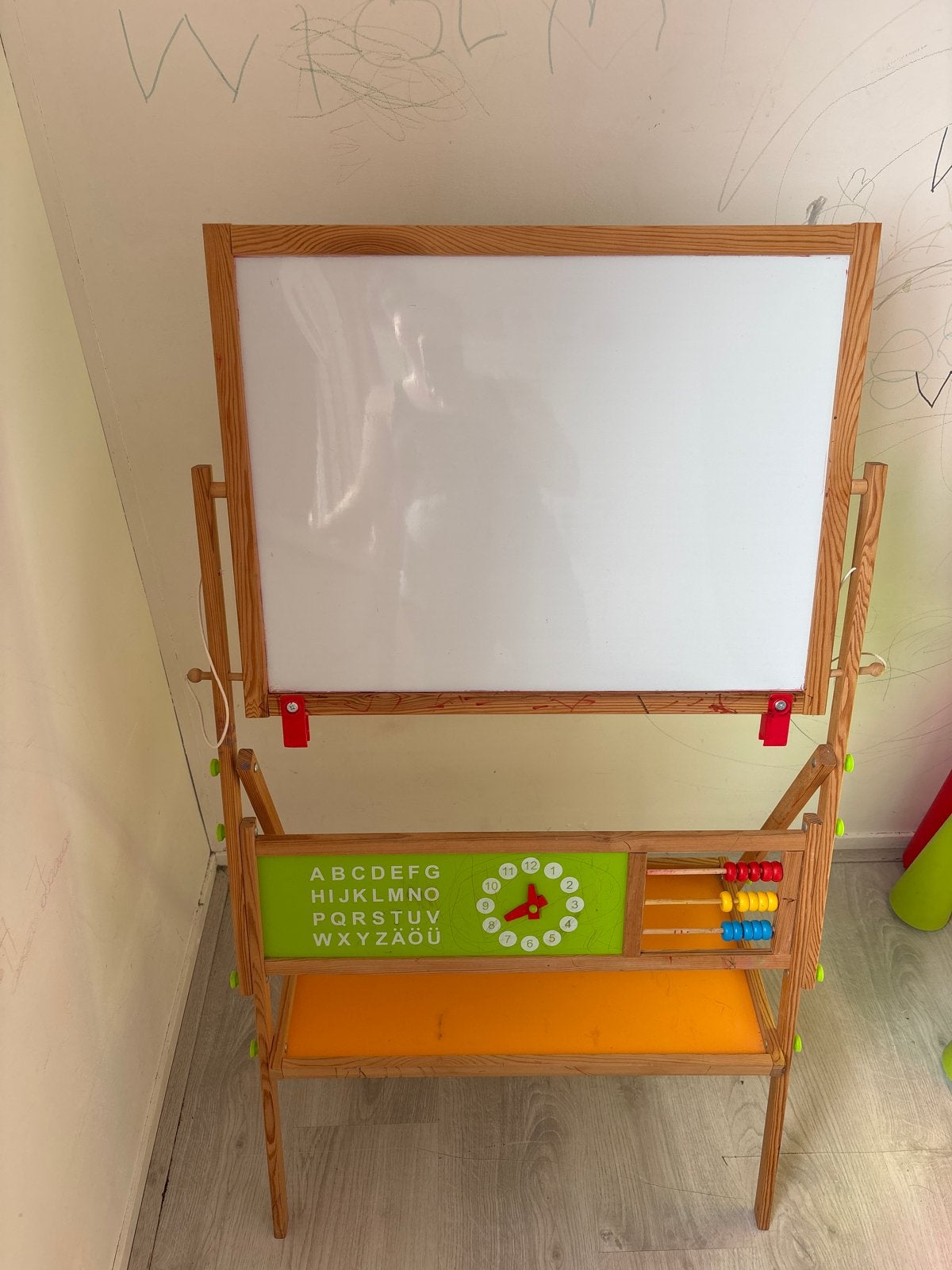 Houten Tekenbord met Schoolbord en Telraam, Kinderen en Baby's, Ophalen of Verzenden, Gebruikt, Knutselen