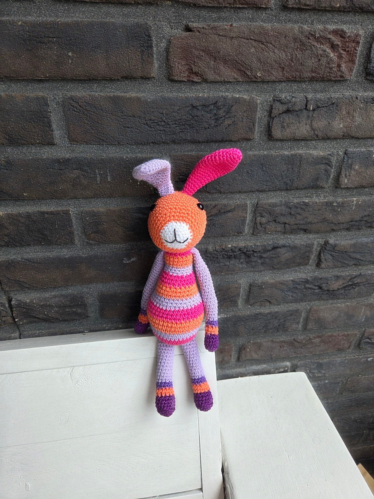 Nieuw gehaakt haasje/konijntje - 100% katoen, 30cm, Ophalen of Verzenden, Middelgroot (20 tot 80 cm), Meerkleurig, Handgemaakt